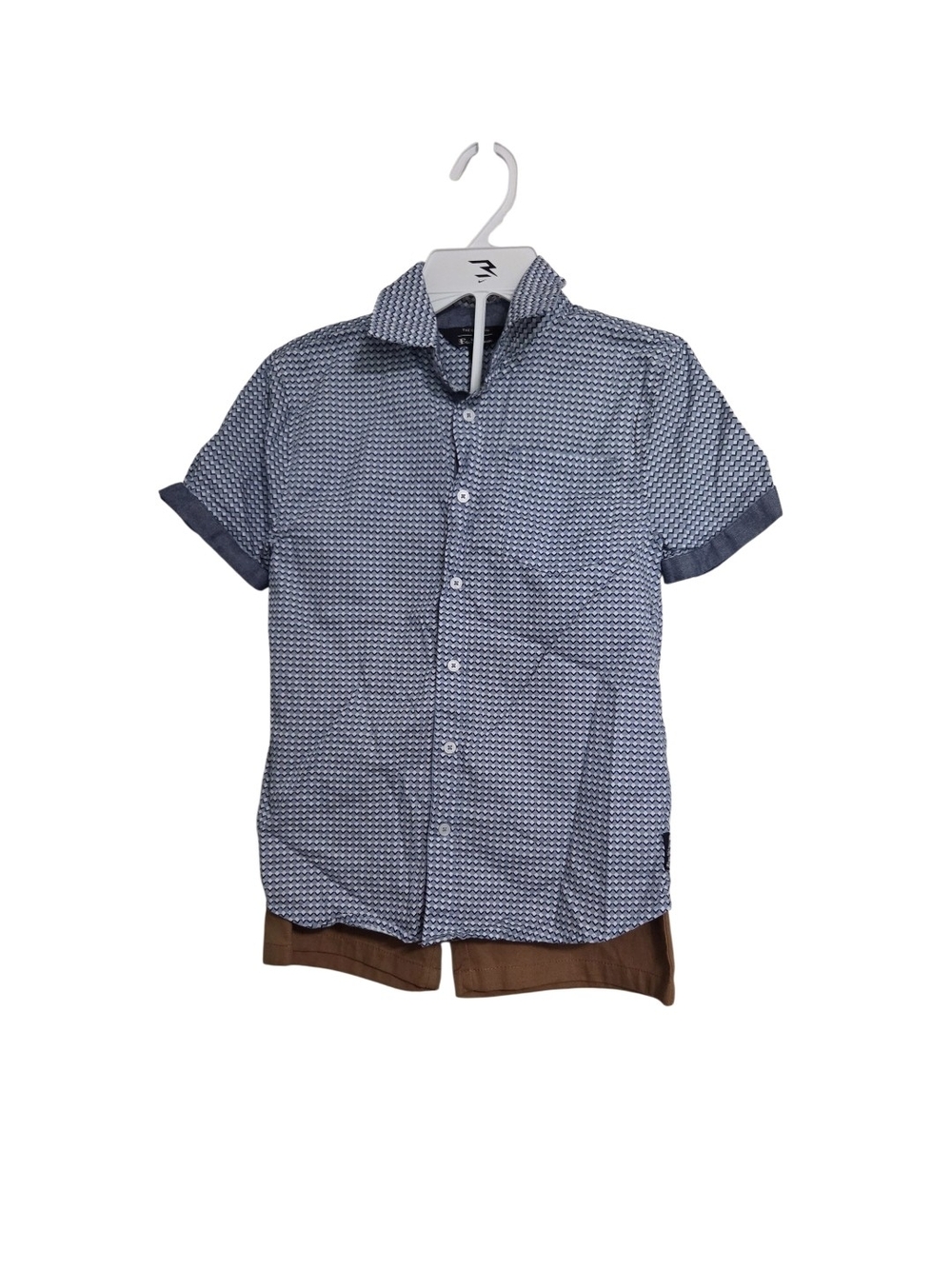 Ben Sherman Navy Short-Sleeve Kids Button-Up Shirt And Pant.